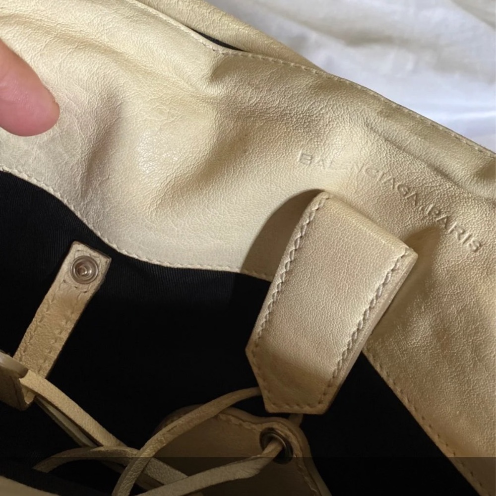 Vintage Balenciaga Cream/Tan Leather Clutch - Picture 9 of 9